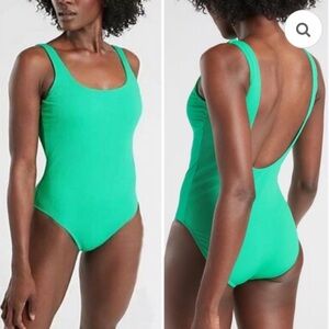 Athleta Cloudbreak Ribbed Scoop One Piece Swimsuit Bathing Suit High Teal XLT